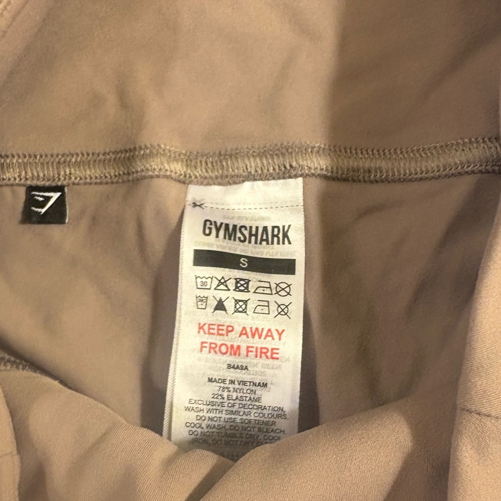 Women’s GYMSHARK crossover biker shorts; size S; taupe color - Picture 2 of 4